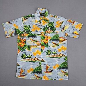 Vintage Van Cort‎ Easy Care Hawaiian Shirt Men's Size Medium Floral Polyester